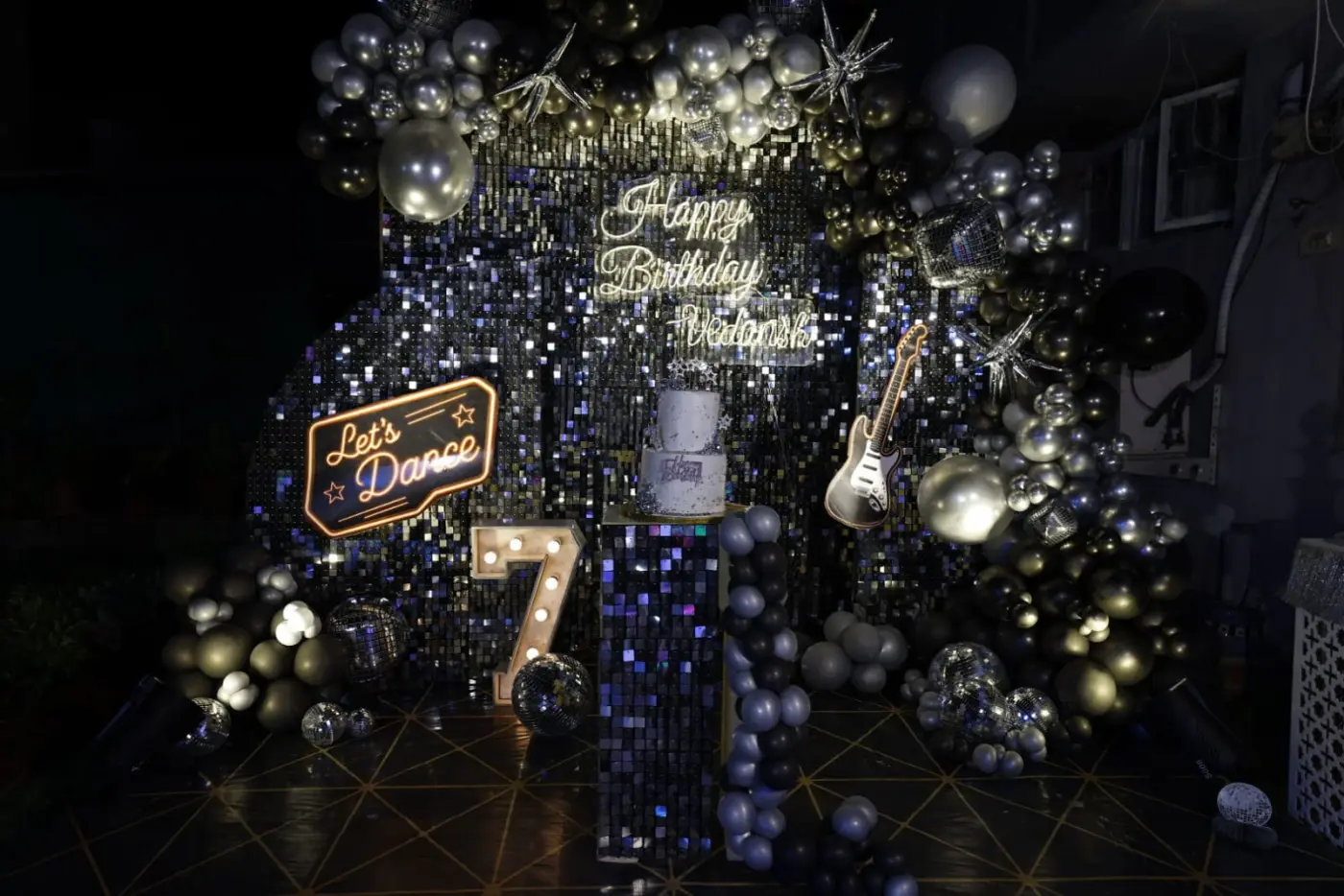 Let's Dance neon sign and birthday backdrop by RAW Group
